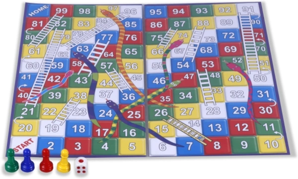 GEMS LUDO SNAKES & LADDERS BOARD GAME - 9" X 9"